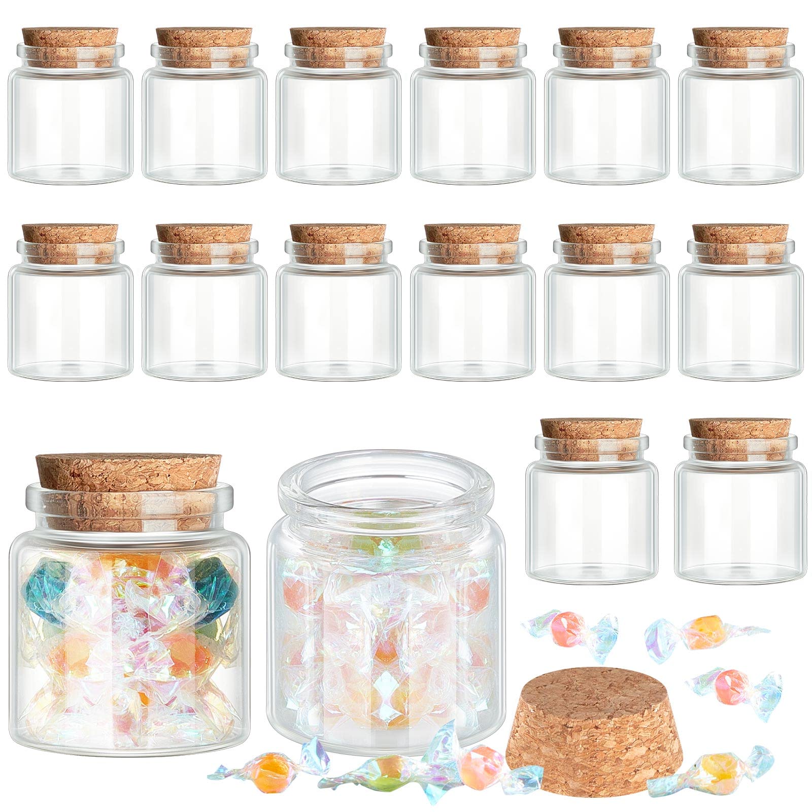 Patelai 24 Pack Small Glass Jars with Cork Stoppers Mini Potion Bottles Clear Empty Glass Bottles for DIY Art Crafts Message Dec