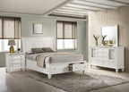 Coaster Home Furnishings Sandy Beach Coastal 4-Piece Bedroom Set Queen Size Storage Panel Bed Frame 57-inch Headboard Cream White 201309Q-S4