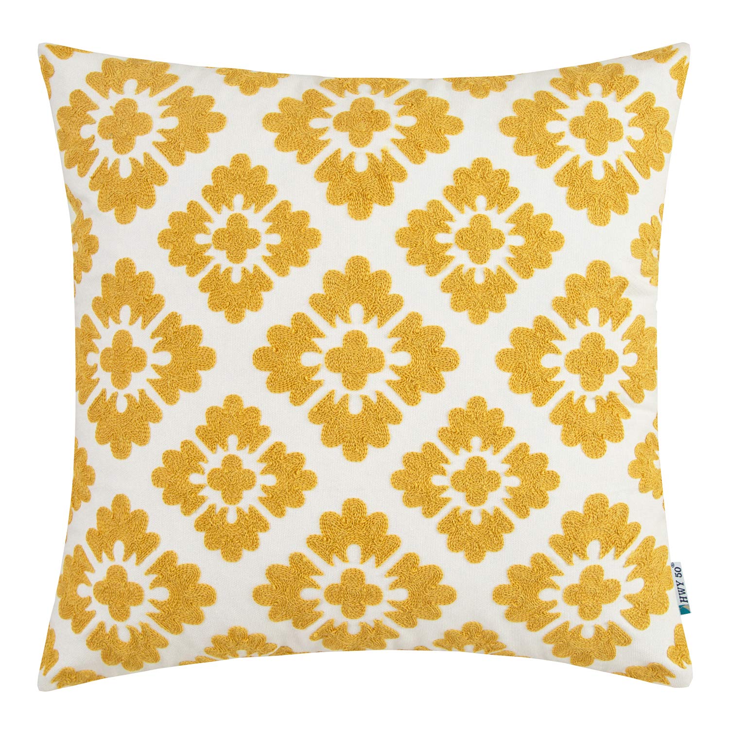 Hwy 50 Decorative Throw Pillow Covers 18X18 Inch Embroidered Farmhouse Accent Little Sunflower Cottton Throw Pillows Case Cushio