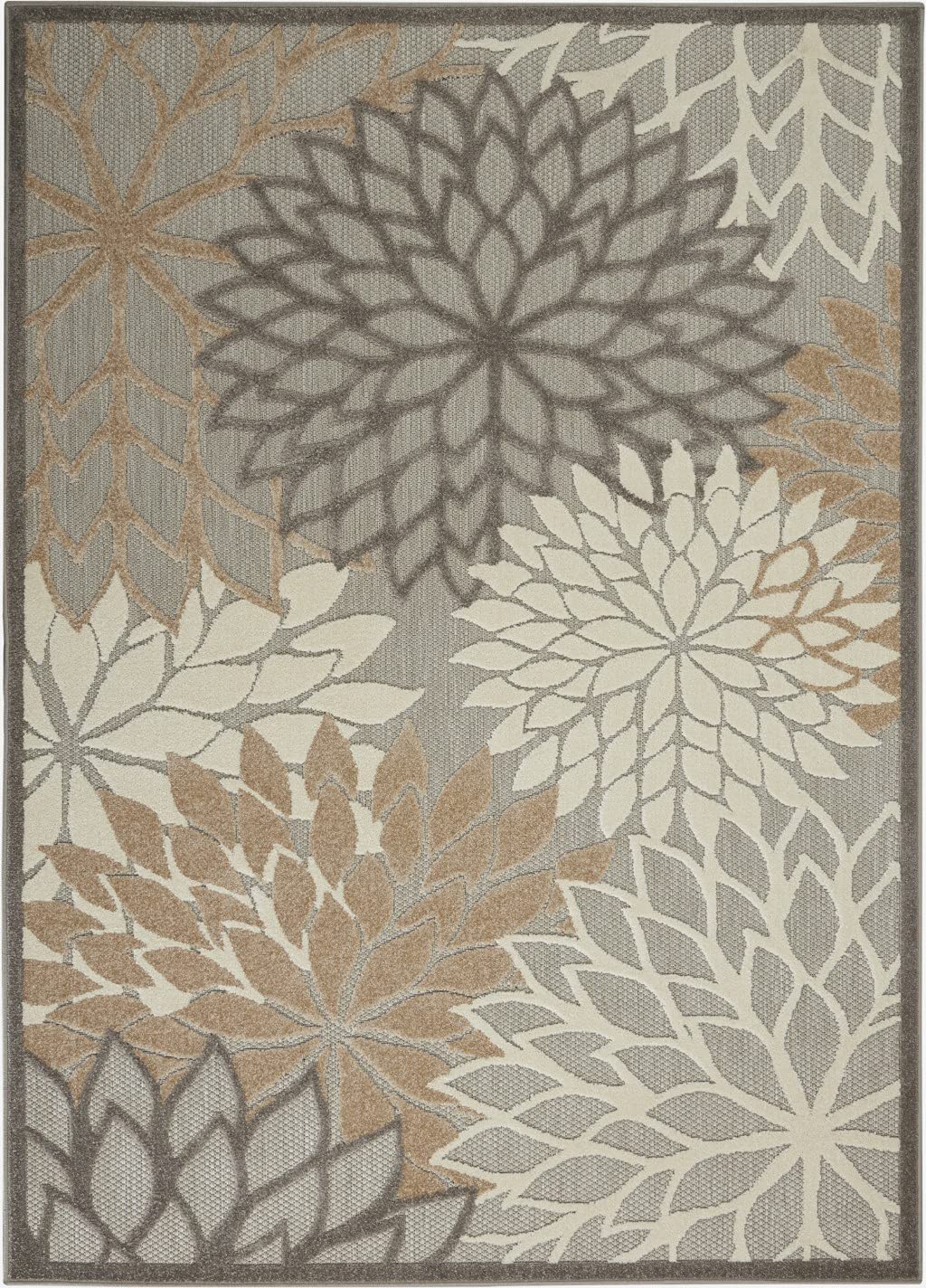 HomeRoots 100% Polypropylene 4’ x 6’ Natural and Gray Indoor Outdoor Area Rug