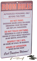 Treasure Gurus Room Rules Hours of Operation Metal Sign Funny Kids Bedroom Man Cave Decor