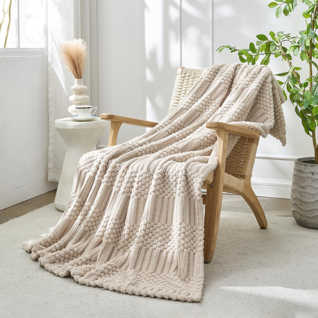 Lifein Fall Throw Blanket For Couch-Soft Boho Bed Throw Blanket,Beige Fleece Cozy Blanket For Autumn,Cute Tan Fluffy Lightweight