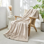 Lifein Fall Throw Blanket For Couch-Soft Boho Bed Throw Blanket,Beige Fleece Cozy Blanket For Autumn,Cute Tan Fluffy Lightweight