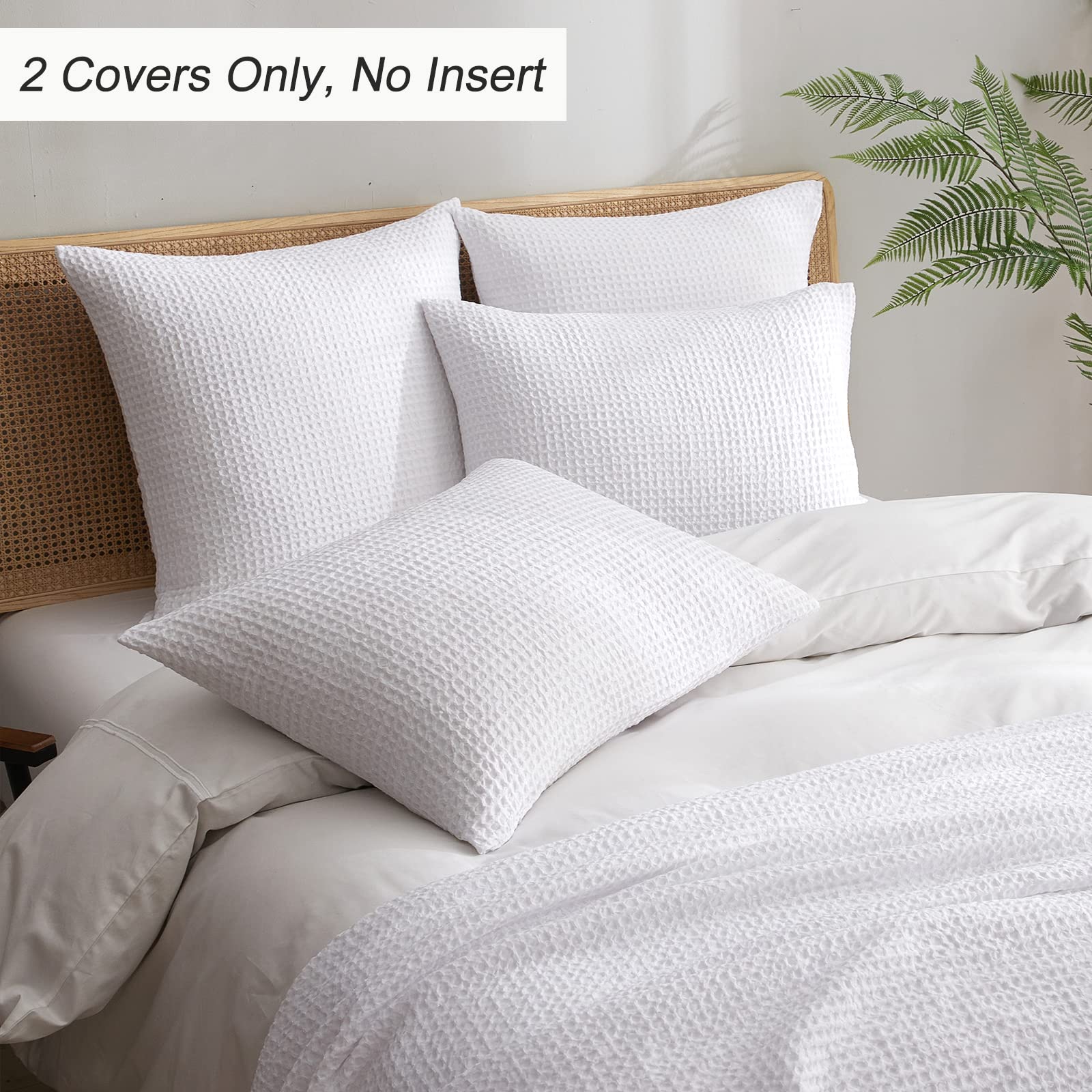 Phf Ultra Soft Waffle Weave Pillowcases King Size 20' X 36' 2 Pack, No Insert, Breathable Skin-Friendly Pillow Shams, Decorative Waffle Weave Pillow Case Covers, White
