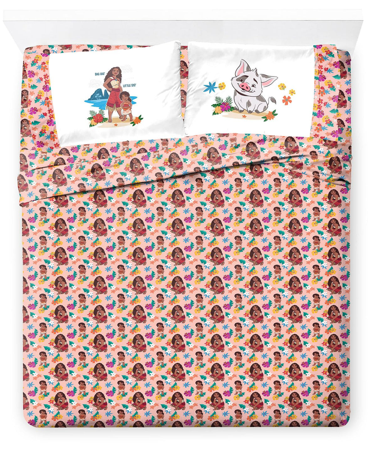 Jay Franco Disney Moana Full Size Sheet Set - Super Soft 4 Piece Bedding Set With Pua And Simea - Tropical Floral Microfiber She