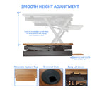 Rocelco 32" Height Adjustable Standing Desk Converter BUNDLE - Sit Stand Computer Workstation Riser with Anti Fatigue Mat - Dual Monitor Retractable Keyboard Tray - Teak Wood Grain (R EADRT-MAFM)