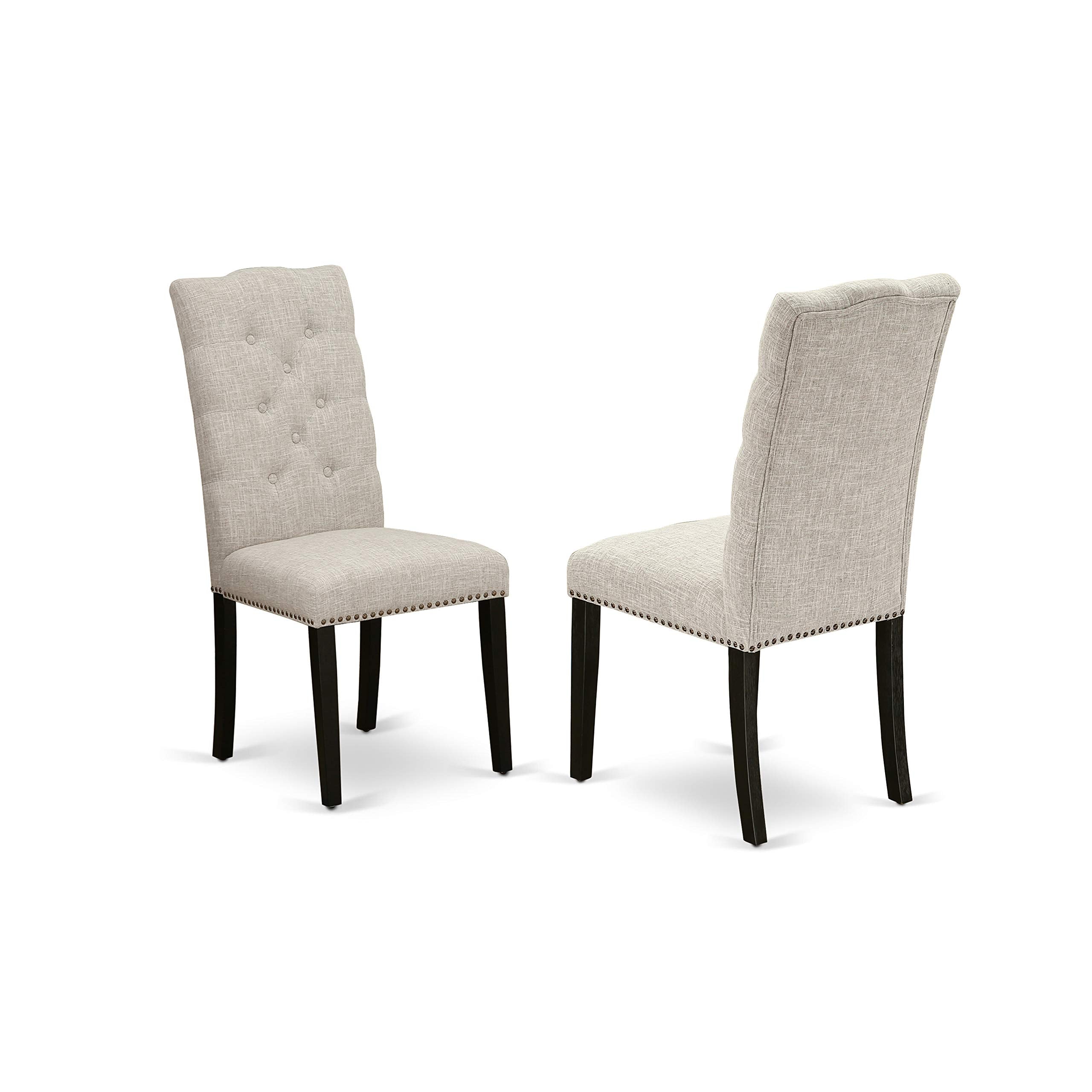 East West Furniture X627EL635-7 7 Piece Dining Table Set Consist of a Rectangle Dining Room Table with X-Legs and 6 Doeskin Linen Fabric Upholstered Chairs, 40x72 Inch, Multi-Color