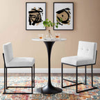 Modway Privy Stainless Steel Upholstered Fabric Counter Stool Set Of 2, Black White