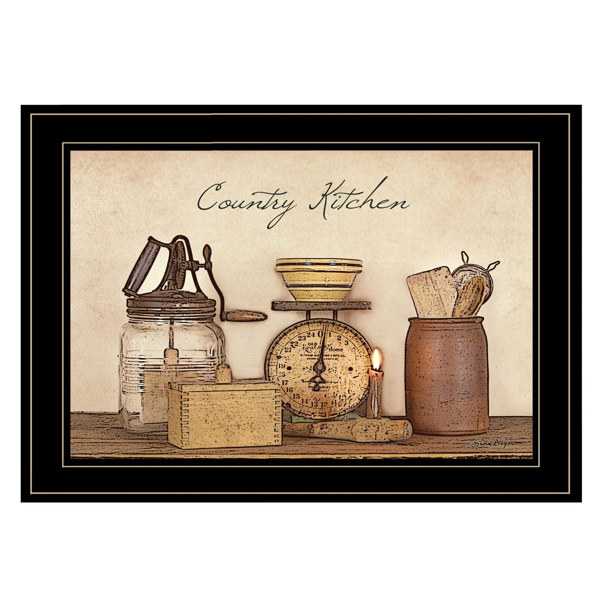 Country Kitchen 10 Black Framed Print Wall Art