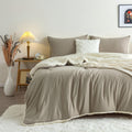 Cottebed Reversible Sherpa Bed Comforter Queen Set - Lightweight But Warmth Softness Shabby Comforter Set For Full Size Bedding,