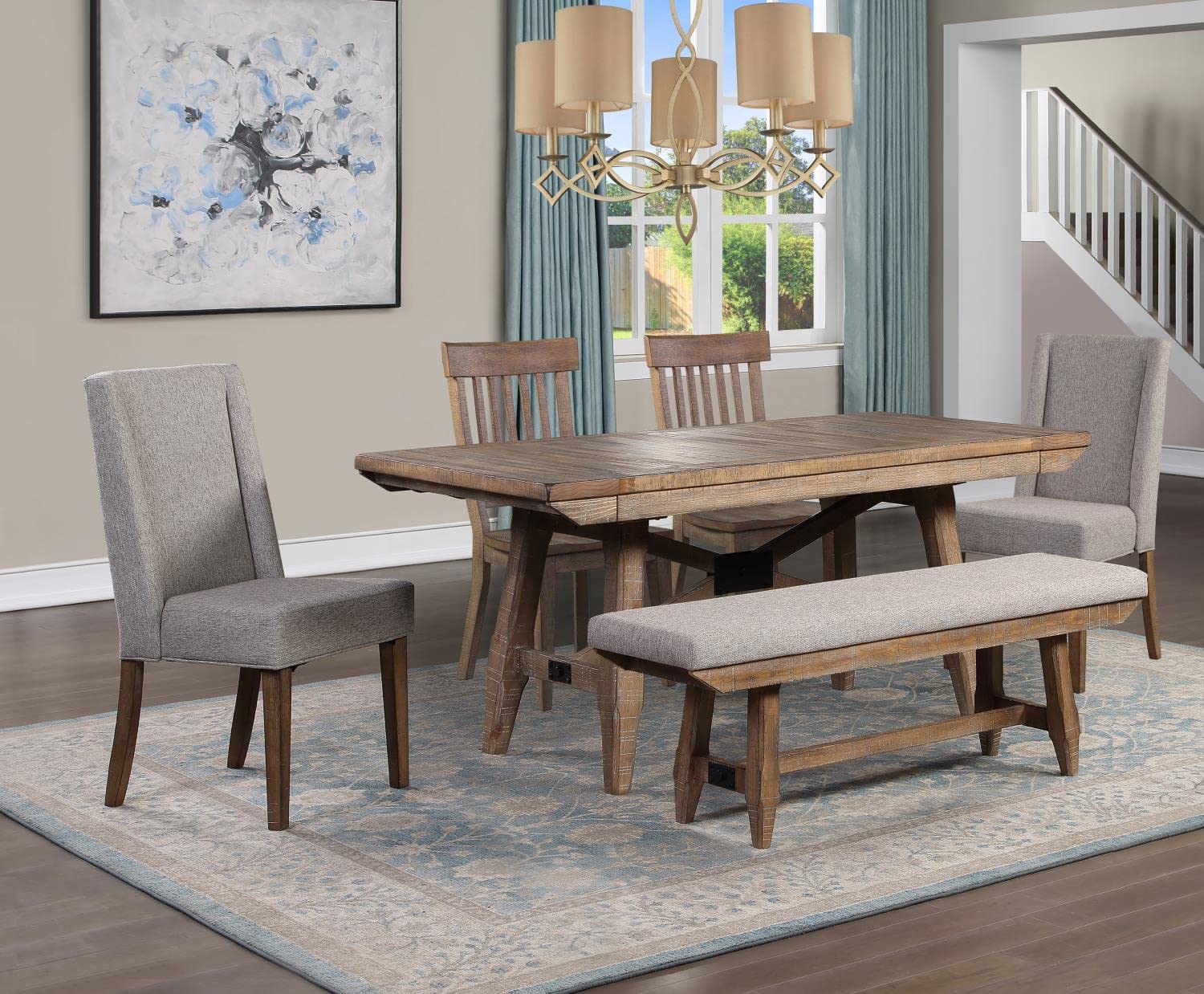 Steve Silver Riverdale 6-Piece Dining Set with Driftwood Finish RV500-BN2S-D6PC