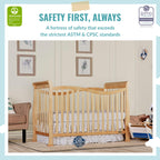 Dream On Me Violet 7-In-1 Convertible Life Style Crib In Natural, Greenguard Gold Certified, 4 Mattress Height Settings, Made Of Sustainable New Zealand Pinewood