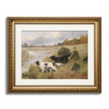 ARPEOTCY Vintage Gold Framed Wall Art, Retro River Landscape Paintings, Canvas Prints Artwork with Antique Frame, Victorian Wall
