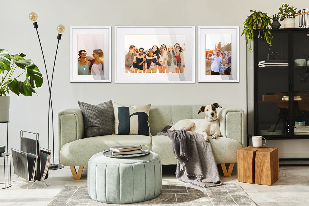 24X36 Frame White Wood With White Mat | 28X40 Frame Matted To 24X36 | Display Your Poster Under Uv Acrylic Shatter Guard Front,