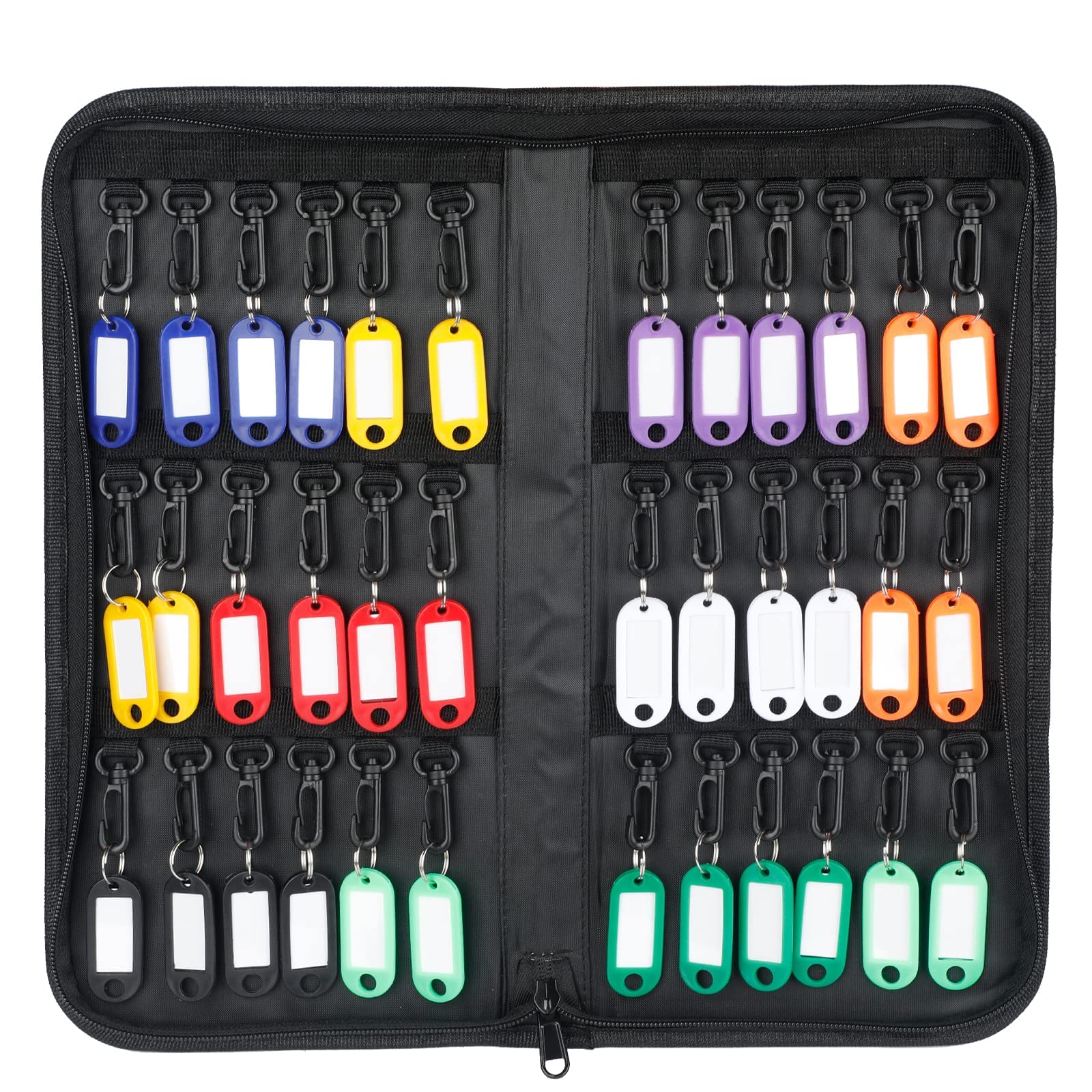 Uniclife Zippered Key Case Organizer Waterproof And Fireproof Key Binder With 36 Hooks And Tags Portable Key Storage Book For Of