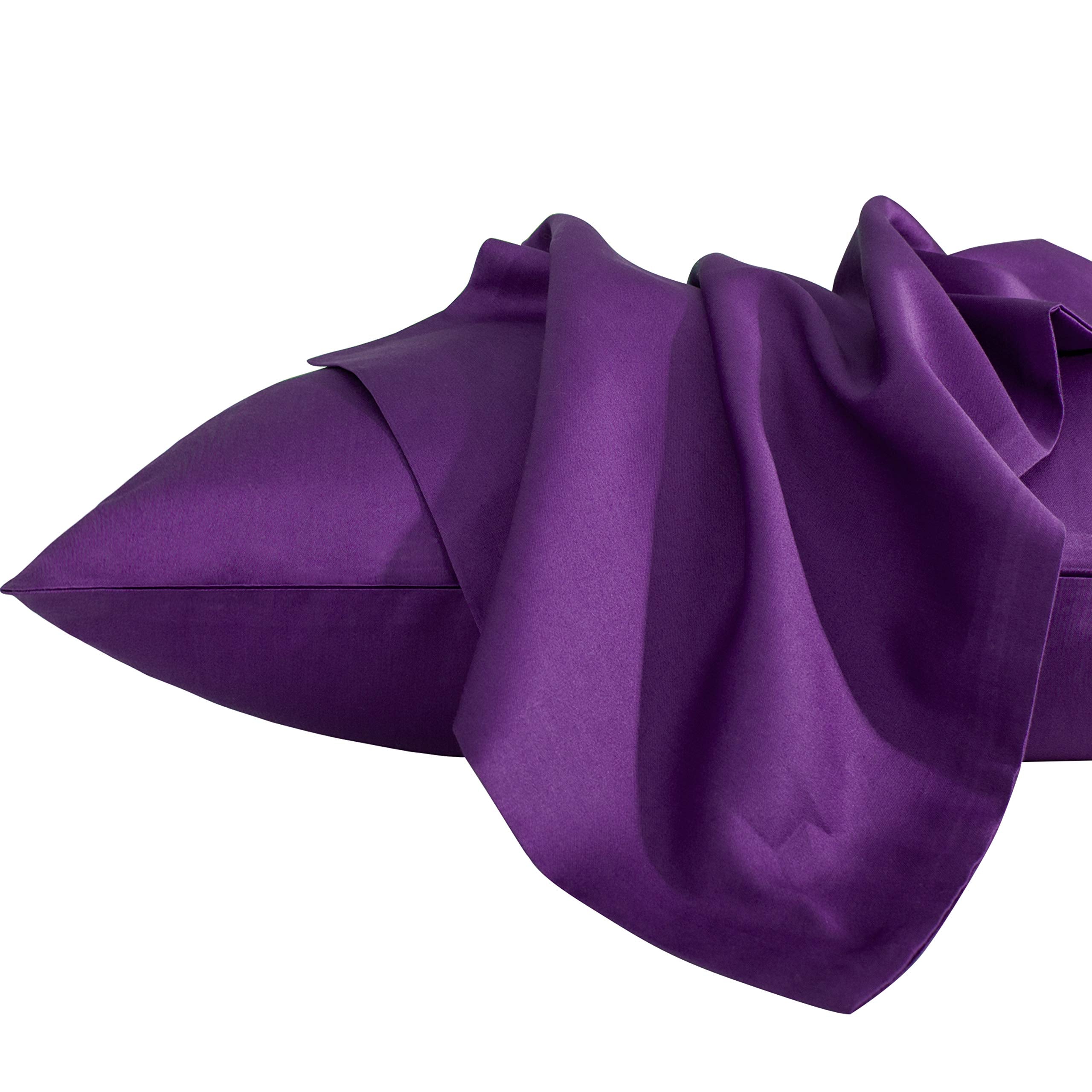 Ntbay 500 Thread Count 100% Egyptian Cotton King Pillowcases, Super Soft And Breathable Envelope Closure Pillow Cases, 20X36 Inches, Purple