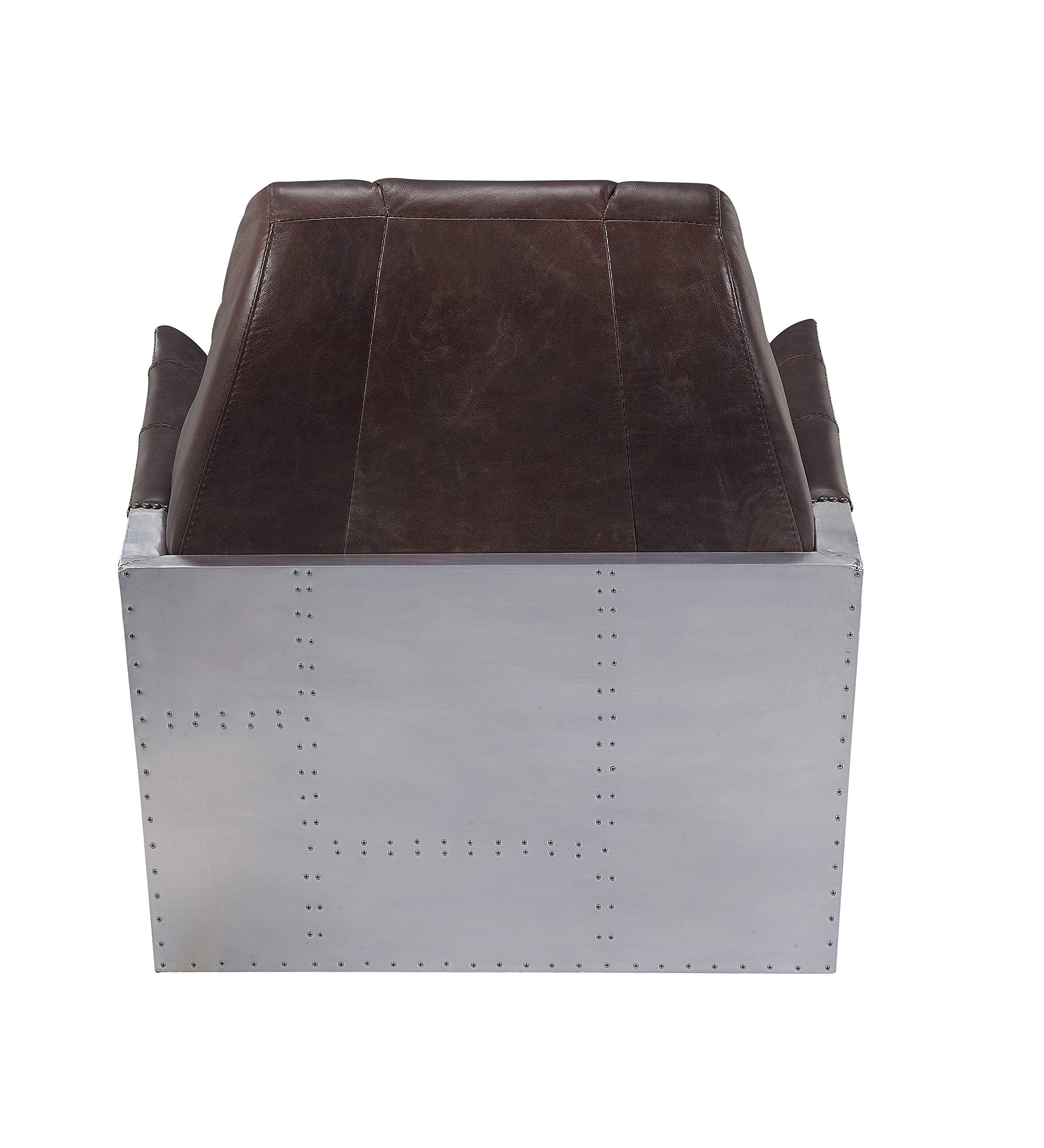 Acme Furniture Brancaster Accent Chair, Espresso Top Grain Leather & Aluminum