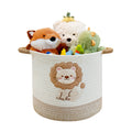 Mzzelry Toy Storage Basket(12x12), blanket basket, Cotton Rope Woven Laundry Hamper with Cute Embroidered Lions for Nursery, Liv