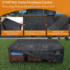 Startwo 2 Years Lifespan Patio Furniture Covers Waterproof, Anti-Uv Tear-Resistant 500D Heavy Duty 7-12 Seats Outdoor Furniture Cover For Sectional Sofa, Patio Table Cover, 110'X84'X28', Black