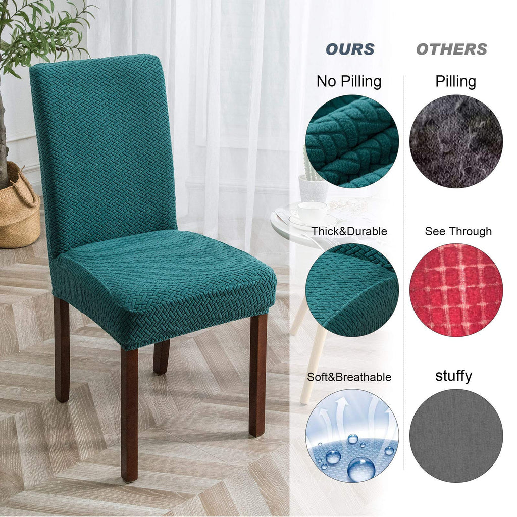 Genina Chair Covers For Dining Room Chair Covers Dining Chair Slipcovers Stretch Kitchen Parsons Chair Covers (Teal, 6 Pcs)