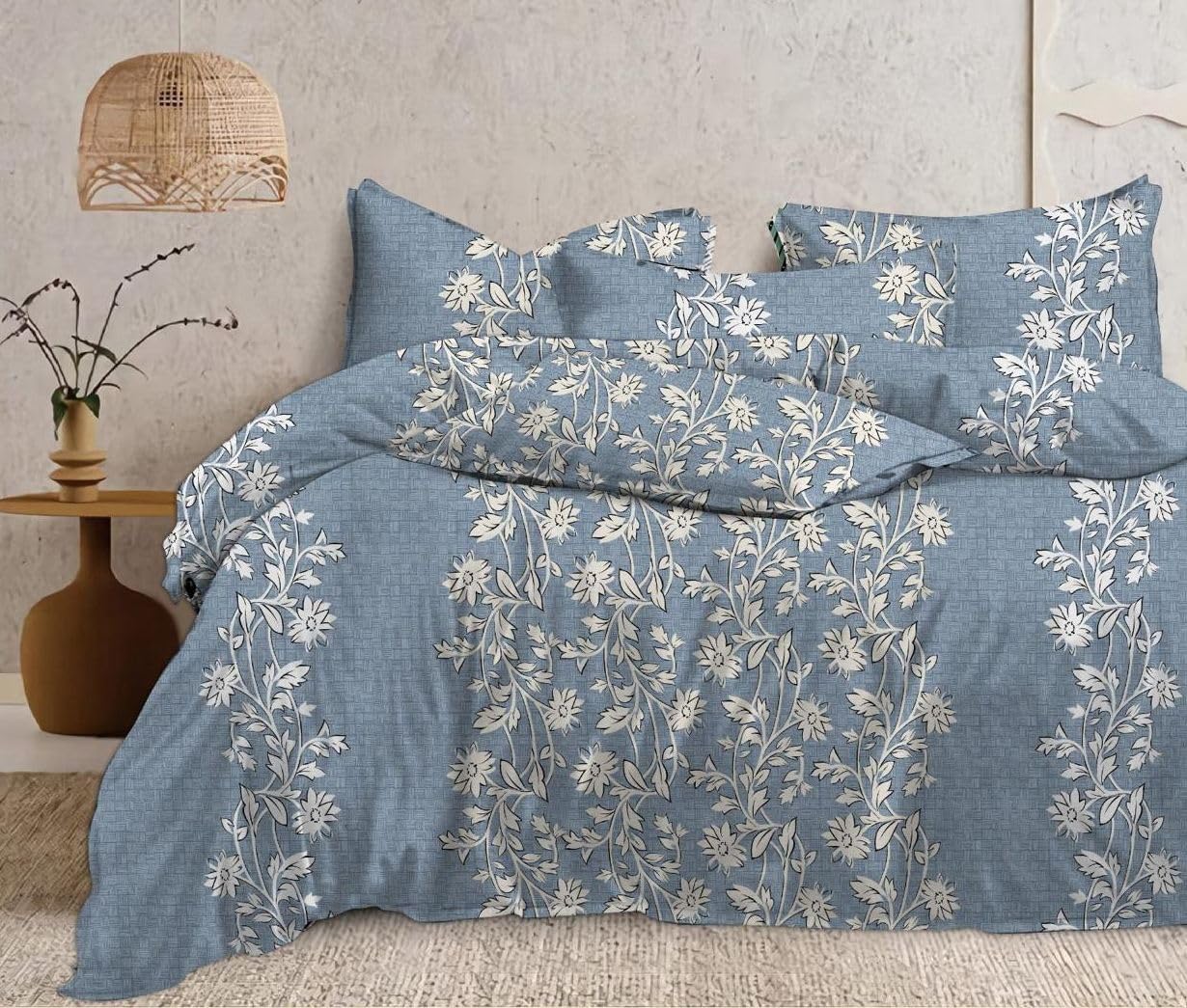 Sitting Style 100% Glace Cotton Ac Comforter Set King Size Double Bed With 1 Flat Bedsheet90X100 Inch And 2 Pillow Covers (Pack
