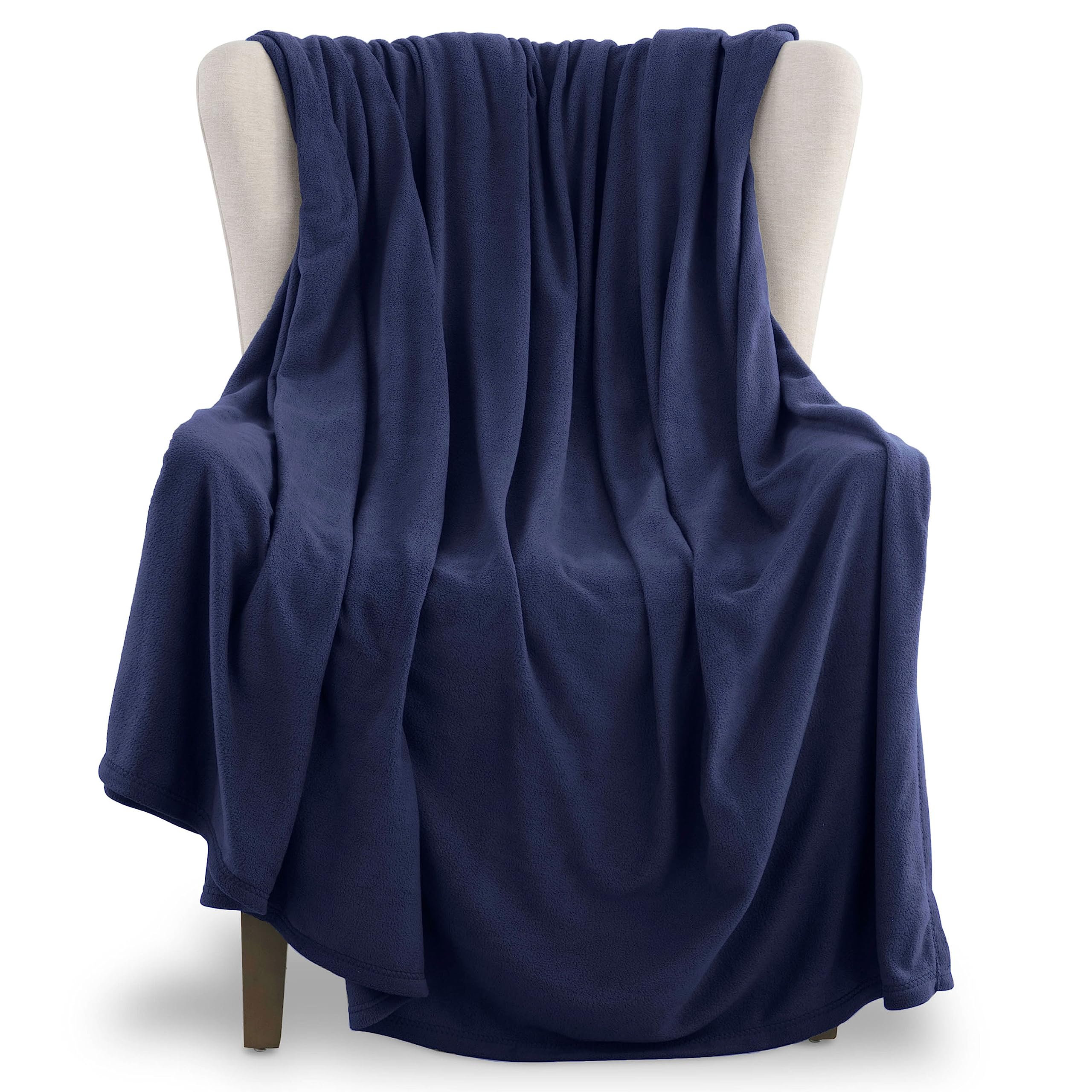 Vellux Fleece Blanket Queen Size - Fleece Bed Blanket - All Season Warm Lightweight Super Soft Throw Blanket - Navy Blanket - Ho