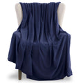 Vellux Fleece Blanket Queen Size - Fleece Bed Blanket - All Season Warm Lightweight Super Soft Throw Blanket - Navy Blanket - Ho