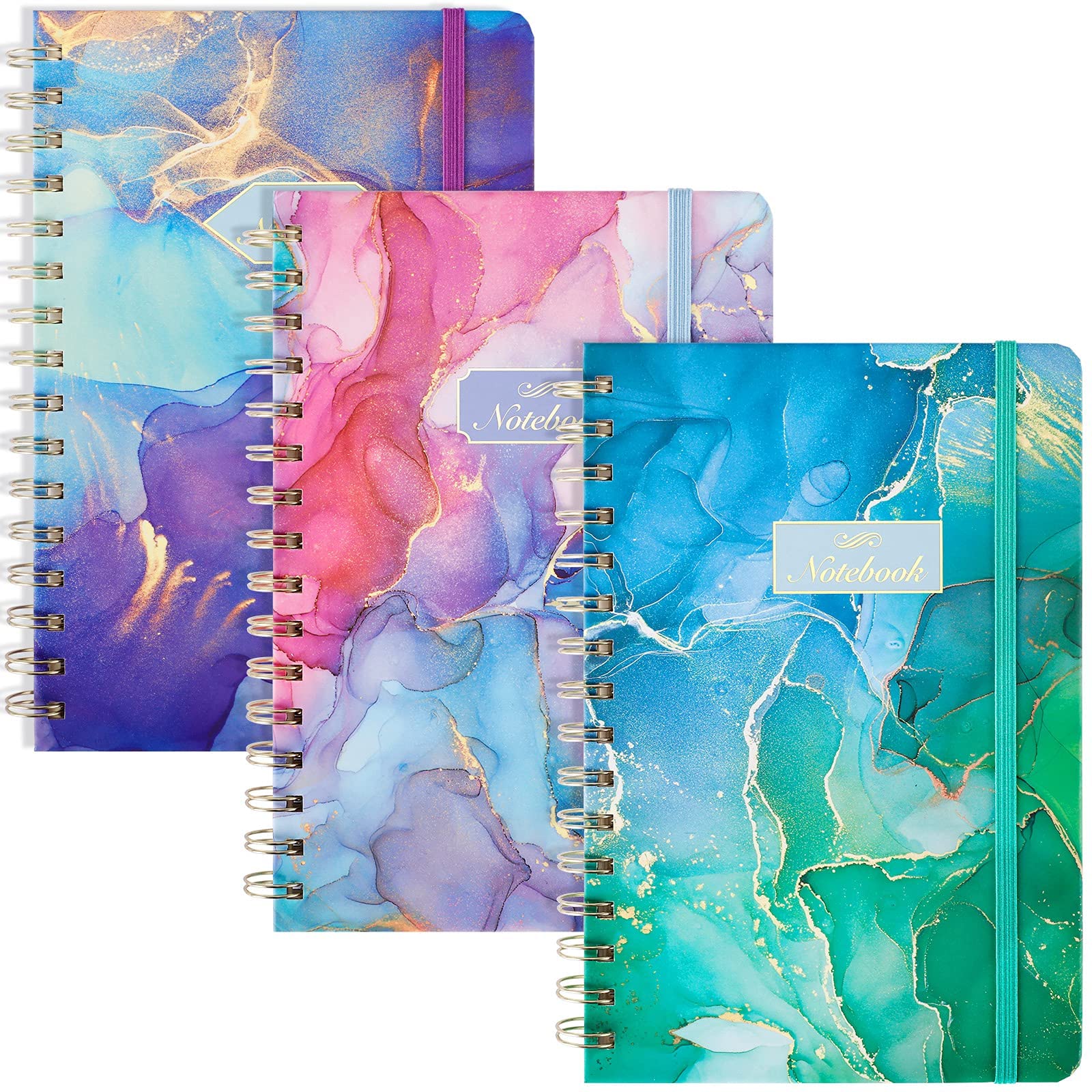 Eoout 3 Pack A5 Spiral Notebook, Hardcover Spiral Journals For Women, 5.5 X 8.3 Inches, 100Gsm Thick Paper, 80 Sheets College Ru