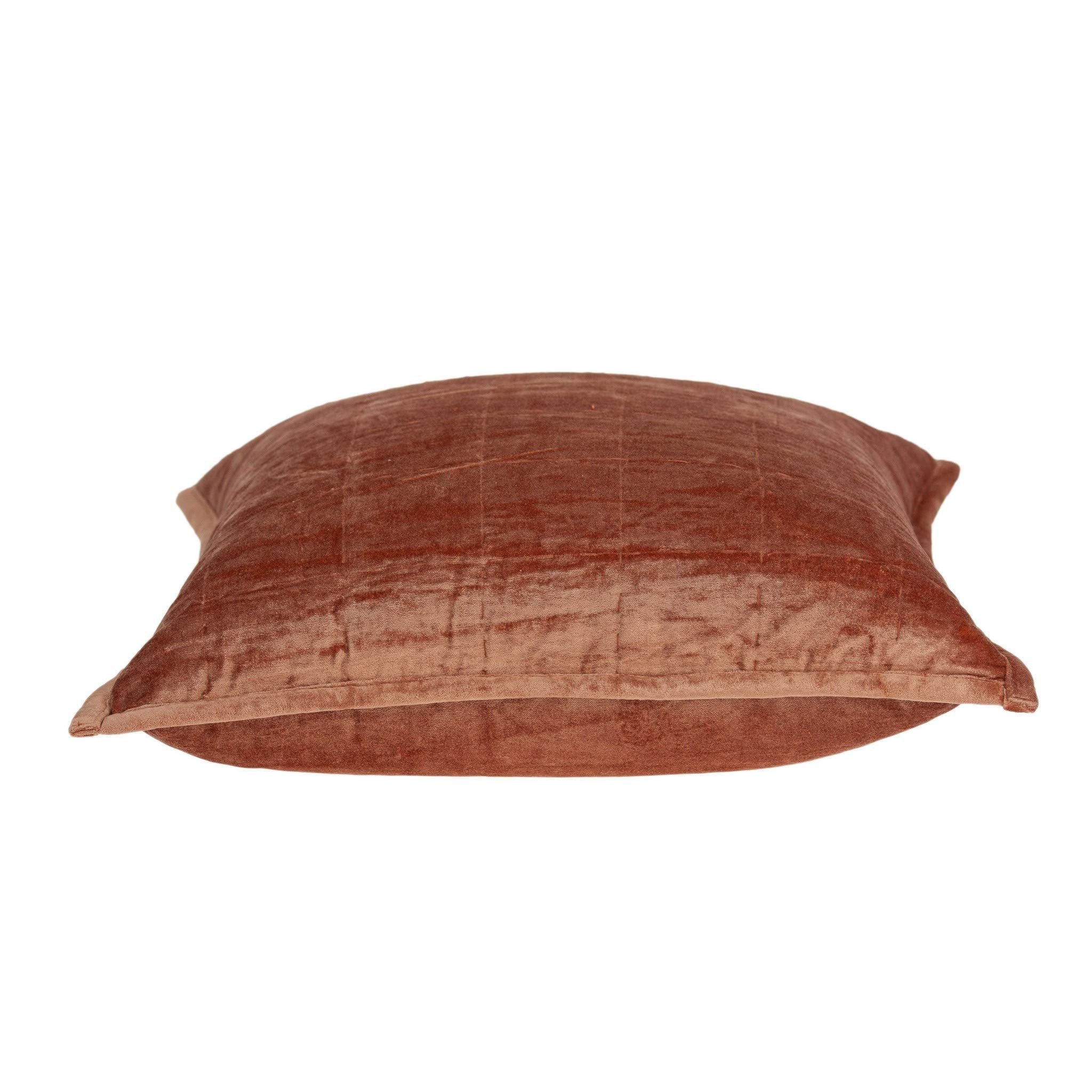 HomeRoots 50% Cotton, 50% Viscose 20' x 7' x 20' Transitional Orange Solid Quilted Pillow Cover with Poly Insert