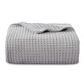 Bedsure 100% Cotton Large Throw Blanket For Couch - Waffle Weave Grey Throw Blanket For Bed, Lightweight And Soft Fall Throw Bla