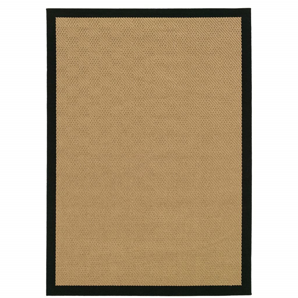 HomeRoots Polypropylene 2’x4’ Beige and Black Plain Indoor Outdoor Scatter Rug