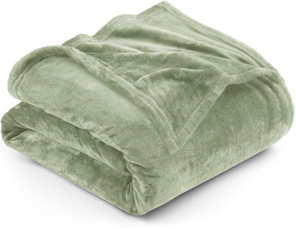 Utopia Bedding Fleece Blanket King Size Sage Green 300Gsm Luxury Fuzzy Soft Anti-Static Microfiber Bed Blanket (90X102 Inches)
