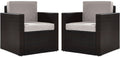 Crosley Furniture Palm Harbor 2-Piece Outdoor Chair Set, Wicker Patio Chairs for Conversation, Porch, Deck, Brown with Gray Cushions