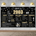 Eiurteao 21st Birthday Decorations Back in 2003 Banner Backdrop for Men Women, Black Gold Happy 21st Birthday Sign Poster Party 