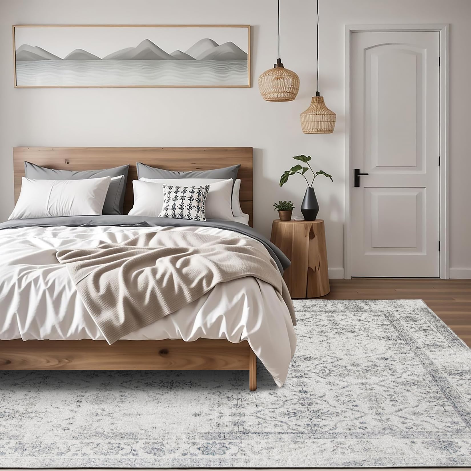 Realife Machine Washable Area Rug Runner - Living Room Bedroom Bathroom Kitchen Entryway Office - Padded Low Pile Stain Resistan