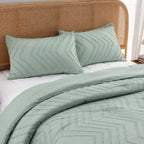 Litanika Sage Green Queen Size Comforter Sets, 3 Pieces Lightweight Chevron Tufted Bedding Comforter Set, Fluffy Down Alternativ