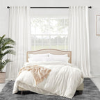 Meetbily Ivory Linen Curtains 96 Inches Long For Living Room 2 Panel Set Back Tab Modern Farmhouse Boho Linen Drapes Off White S