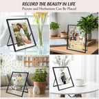 Golden State Art, Black 8X10 Frame For 6X8 Photo - Floating Frame For 6 X 8 Or Smaller Photos - Metal Frame And Real Glass, Eleg
