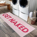Pink Get Naked Bath Mat, Long Runner Mat for Bathroom, Cute Fun Simple Bath Rug, Water Absorbent Non-Slip Microfiber Mat, 18x47