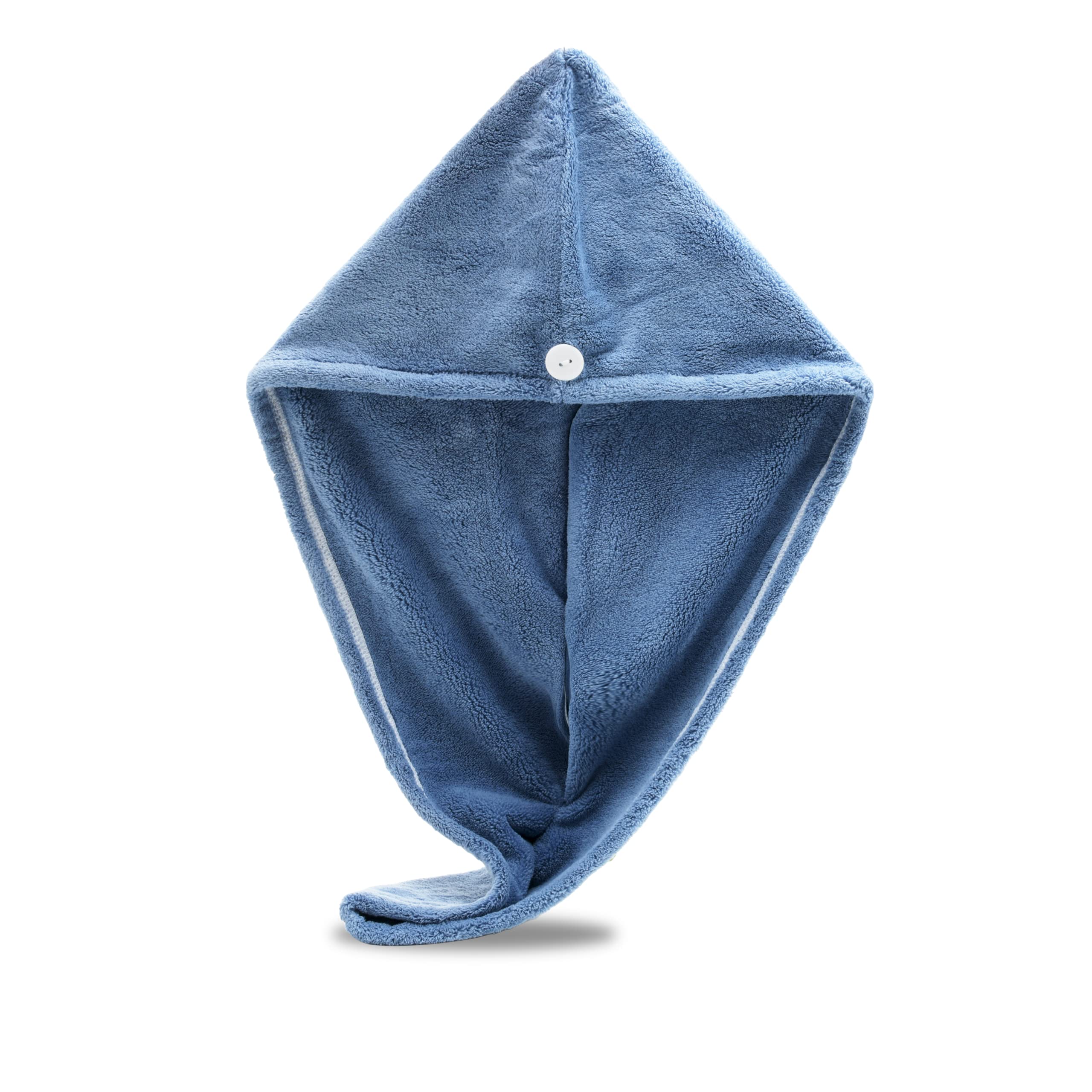 Exec-U-Gift Microfiber Hair Towel Wrap, Hair Turban Towel Super Absorbent Twist Turban Dry Hair Caps with Buttons Bath Loop Fast