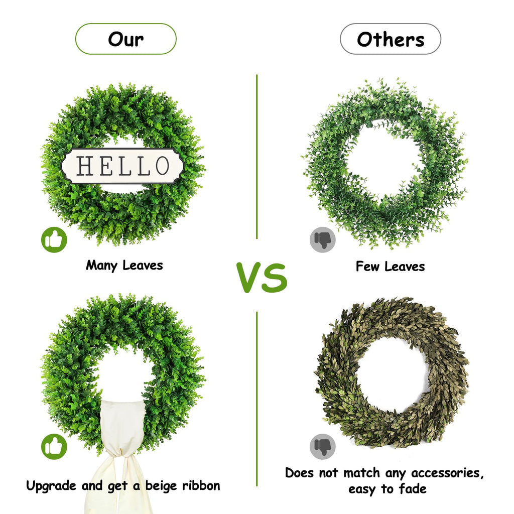 Ddhs 20'' Boxwood Wreaths Front Door Artificial Spring Wreath. Wreaths For Front Door Farmhouse Wedding Green Year Round Indoor