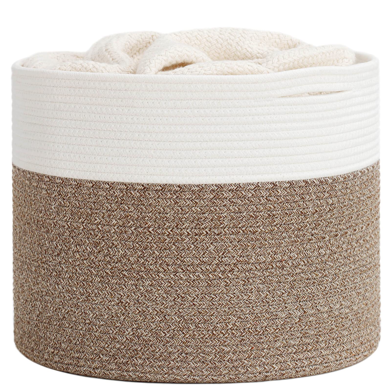 Goodpick Large Cotton Rope Basket, Blanket Basket Living Room 15.8'X15.8'X13.8' Baby Toy Storage, Woven Storage, Nursery Bin