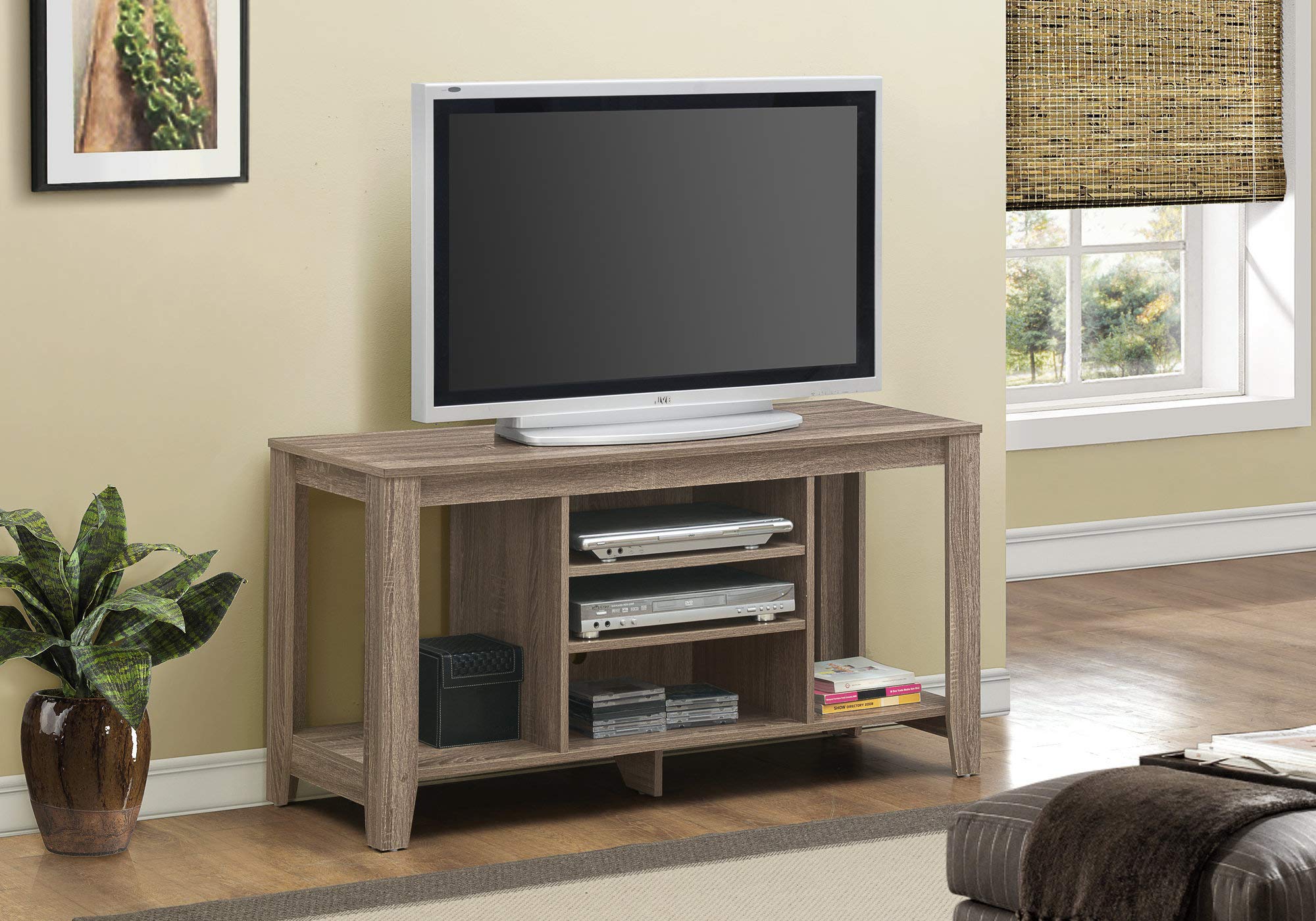 Monarch Specialties Dark Taupe Reclaimed-Look TV Console, 48-Inch