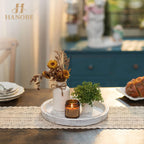 Hanobe Candle Plate Holder Tray: Round Wooden Decorative Candle Plate Small Farmhouse Table Centerpiece Rustic White Wood Tealig