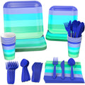 Crayola Color Pop Cool Rainbow Stripe Party Supplies (12 Dinner Plates, 12 Dessert Plates, 12 Paper Cups, 24 Napkins, 12 Sets of