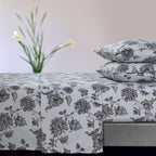 Tribeca Living Ultra-Soft Flannel Sheet Set, 170-Gsm Cotton, Deep Pocket, Cozy Winter Bedding - King, Red,Floral Deep Grey
