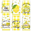 Set of 6 Lemon Kitchen Towels Summer Dish Beach Cloth Tea Towel Hello Lemons Nautical Kitchen Hand Tea Towels, Housewarming Gift