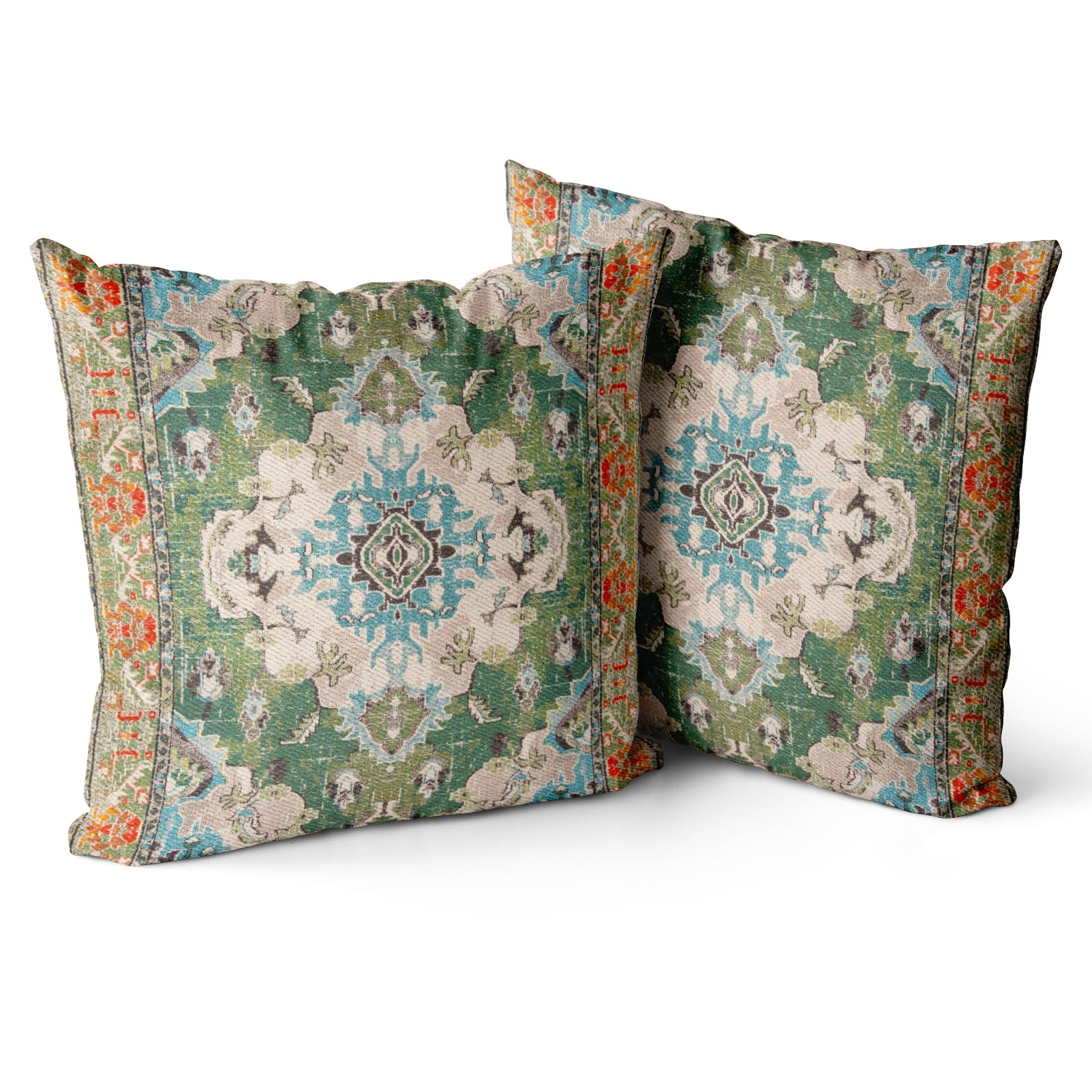 Snycler Boho Throw Pillow Covers 16X16 Inch Set Of 2 Boho Rug Carpet Double Sided Pattern Cotton Soft Pillow Case Cushion Cover