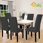 Easy-Going 100% Waterproof Dining Room Chair Cover Set Of 8, Stretch Jacquard Parson Chair Slipcover Removable Washable Chair Protector For Home, Restaurant, Banquet (Xlarge, Dark Gray)