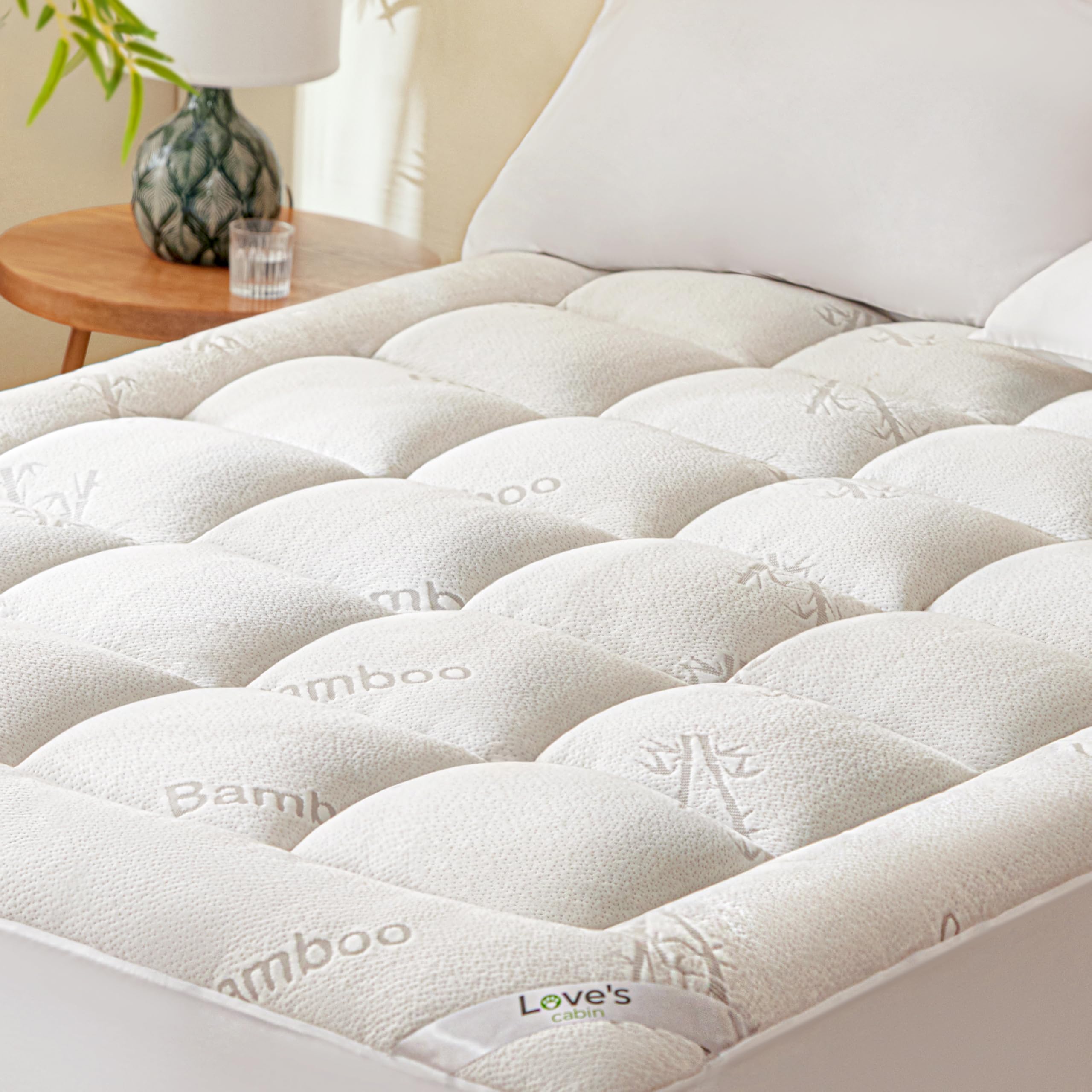 Love 'S Cabin King Size Mattress Topper, Rayon Derived From Bamboo, 900 Gsm Breathable Mattress Topper Pad, Thick Pillow Top Mat